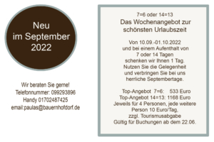 Angebot im September 1 Nacht geschenkt oder 13 ist 14